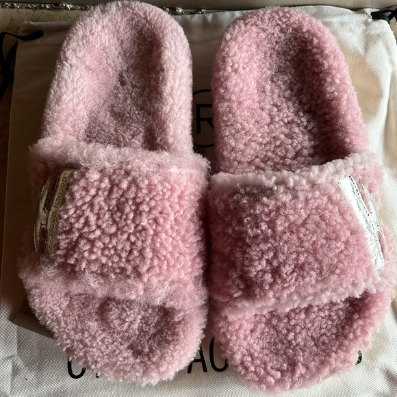 Golden Goose Poolstar Shearling Slide Sandal Pink New - Picture 7 of 10